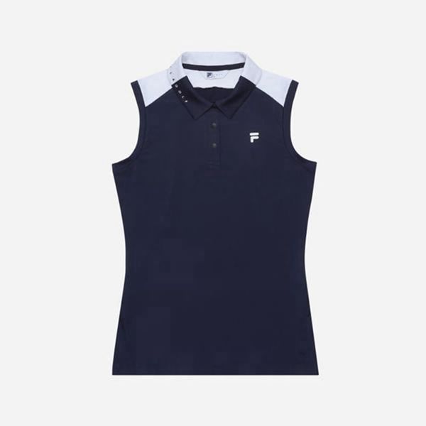 Fila Golf Sleeveless Women's Polo Shirts - Navy,NZ 950-17984